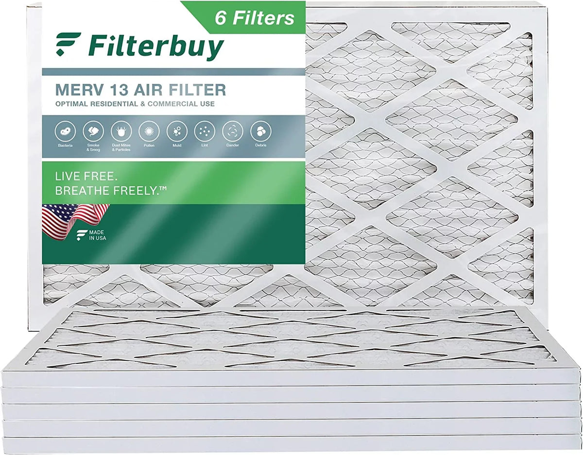 Pleated Filters Filterbuy (6-Pack) 10x24x1 HVAC MERV Air Furnace 13 AC