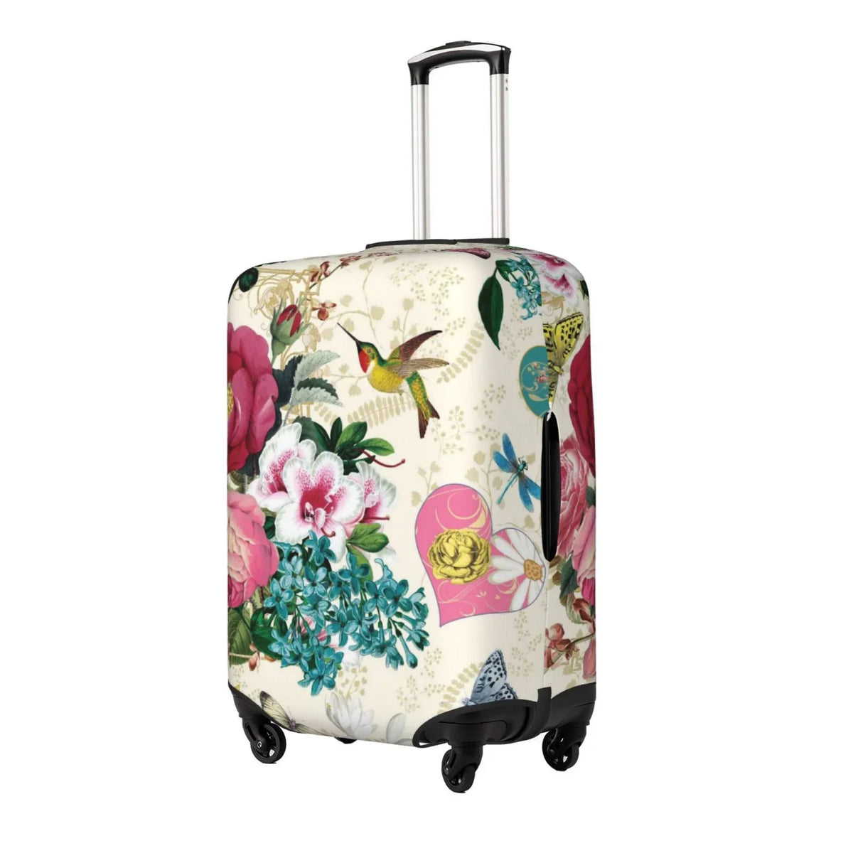 Washable Zipper Rose with Bird 18-32 Print Cover Hidden Easygdp inch and Butterfly Elastic Fits Protective Luggage Suitcase -Medium