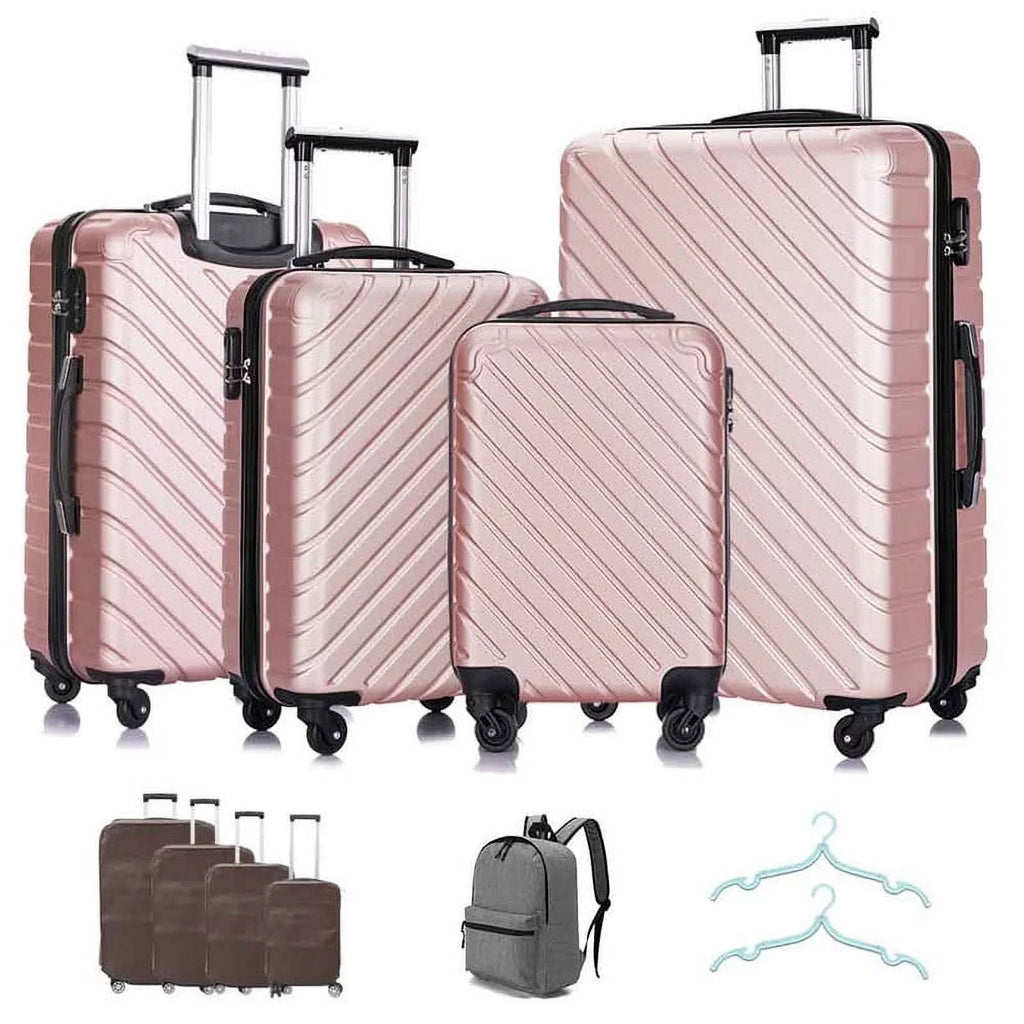 rose Luggage Hardshell Suitcase,Carry Luggage Free gold On Sets,Travel Cover&Hanger Inside with Wheels Spinner Piece 4