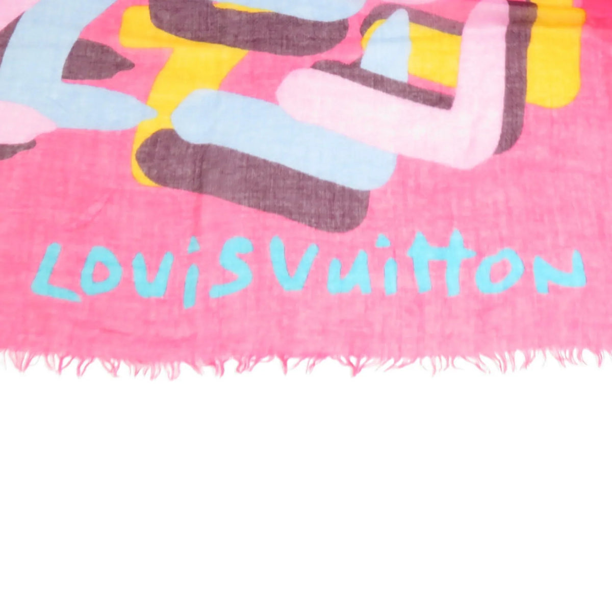 Pre-Owned VUITTON Vuitton LOUIS Cashmere/Silk Pink/Multicolor Louis Shawl e58449a (Good) Women's