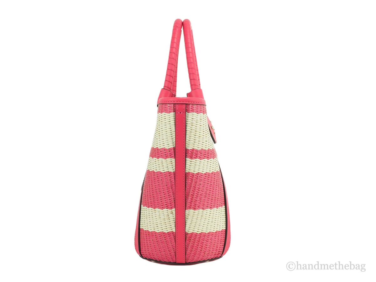 Medium Tote Pink Cruise Convertible Straw Kate Spade Bikini Handbag Bag Striped