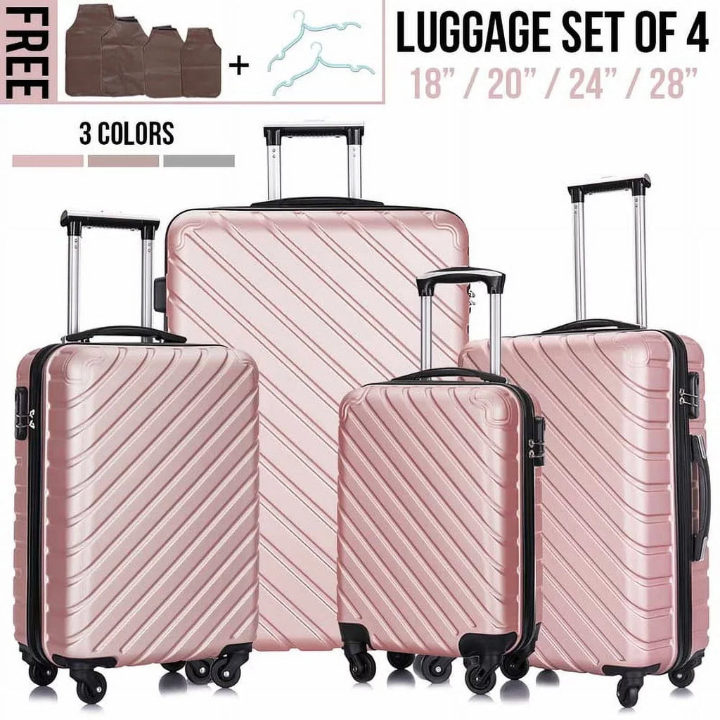 rose Luggage Hardshell Suitcase,Carry Luggage Free gold On Sets,Travel Cover&Hanger Inside with Wheels Spinner Piece 4