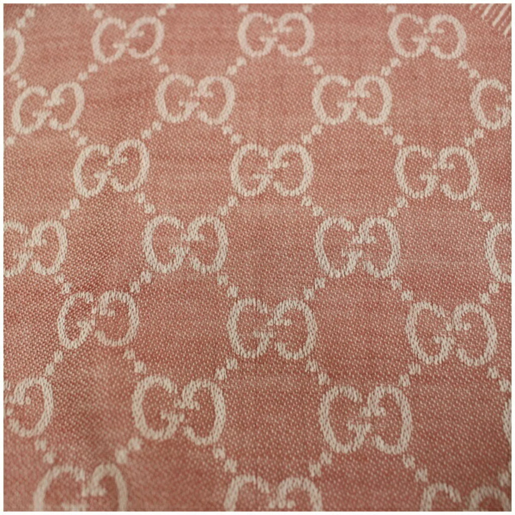 ladies Gucci pink GUCCI silk shawl GG pattern large stole Pre-Owned wool (Good)
