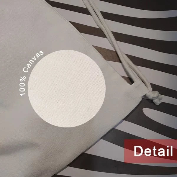 Horn Deco Fashion Face Backpack Drawstring Reusable Canvas Mesh Bag Line Shopping l Art