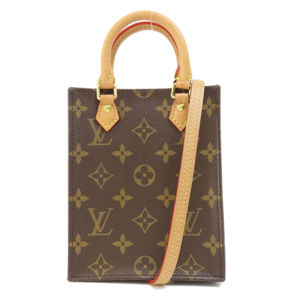 Monogram LOUIS Sac Pla Vuitton VUITTON Women's Petite Canvas Louis (Good) M69442 Handbag Pre-Owned