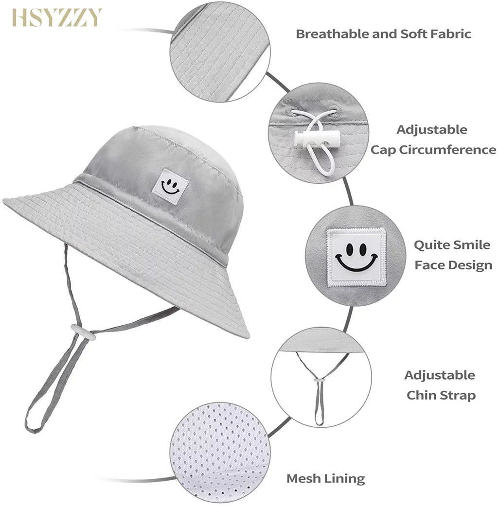 for hat Sun 50+ hat boy Sun Nice Protective UPF Face Baby Beach Cap Bucket Baby Adjustable Girl Smile Hat Toddler
