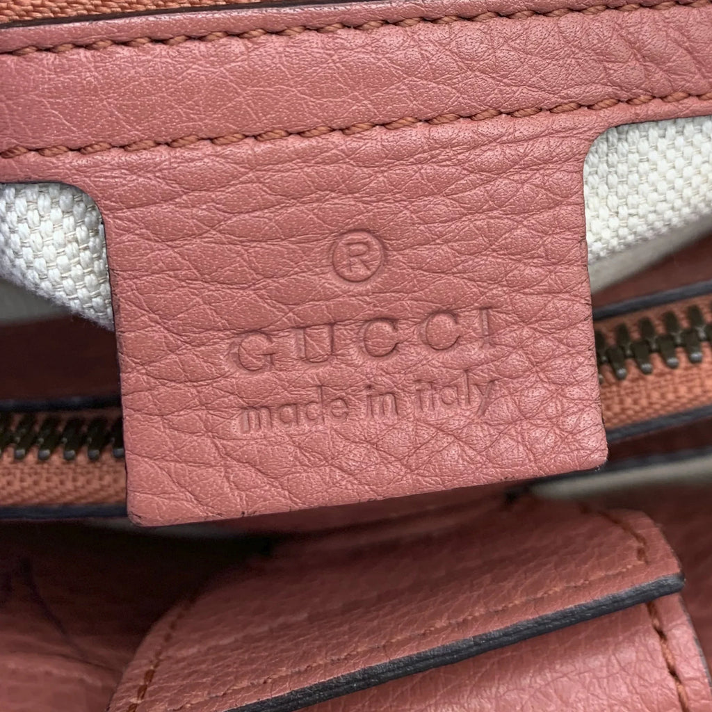 Authenticated Shopper Leather Calf Pink Pre-Owned Satchel Bamboo Gucci Unisex (Fair)