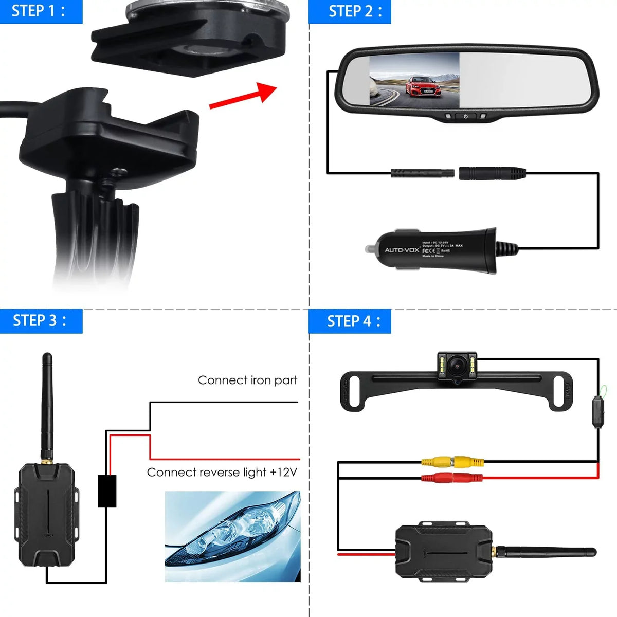 No Car/Trucks, Camera No Backup Camera Upgrade Wireless 68 IP Up Wiring, AUTO-VOX Super Interference, Vision Look Night T1400 Waterproof OEM for Back