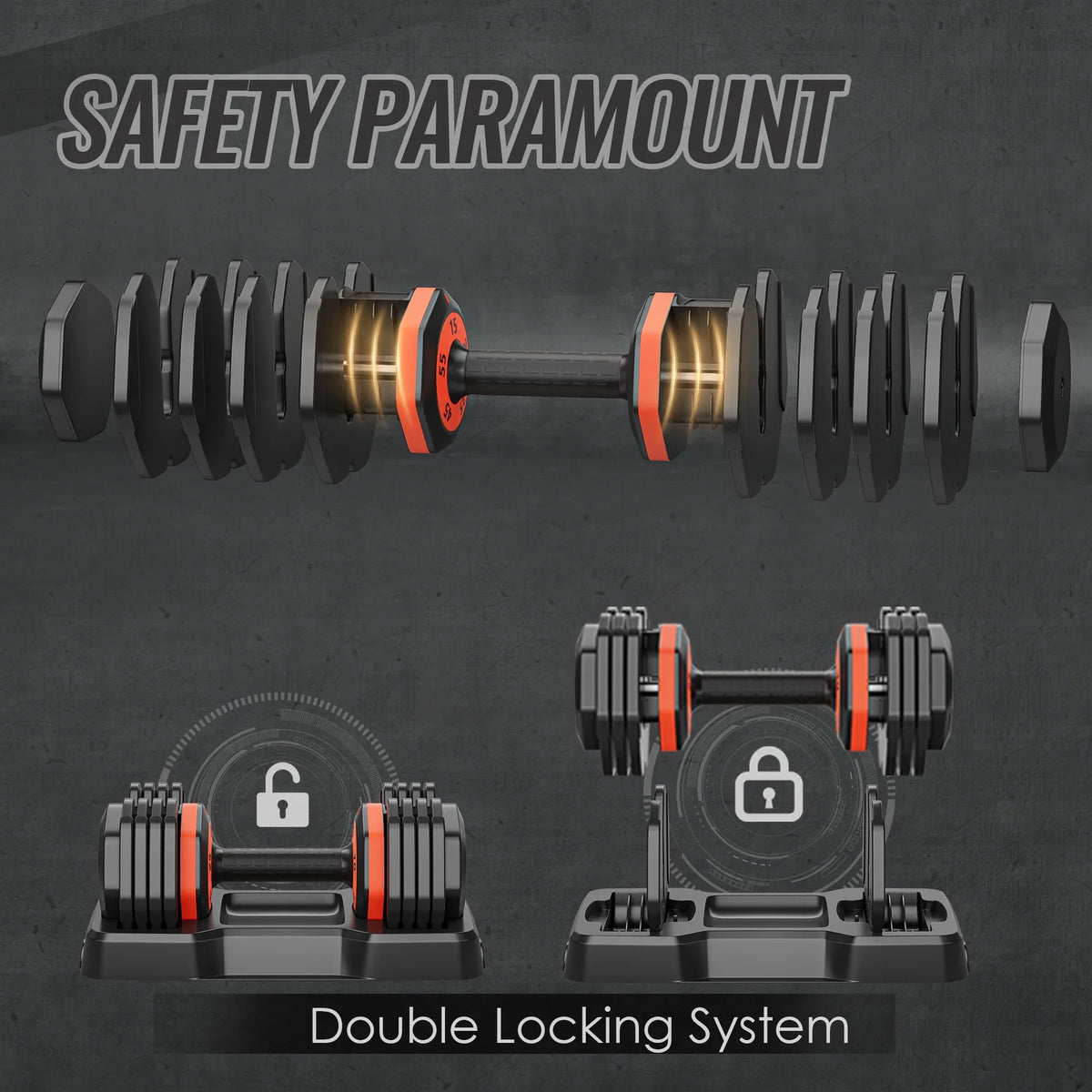 Workouts 55LB Ideal Dumbbell,Free with Dumbbell Weight Home Adjustable Metal Adjust in Handle, Gym 5 Full-Body 1 for Anti-Slip Single