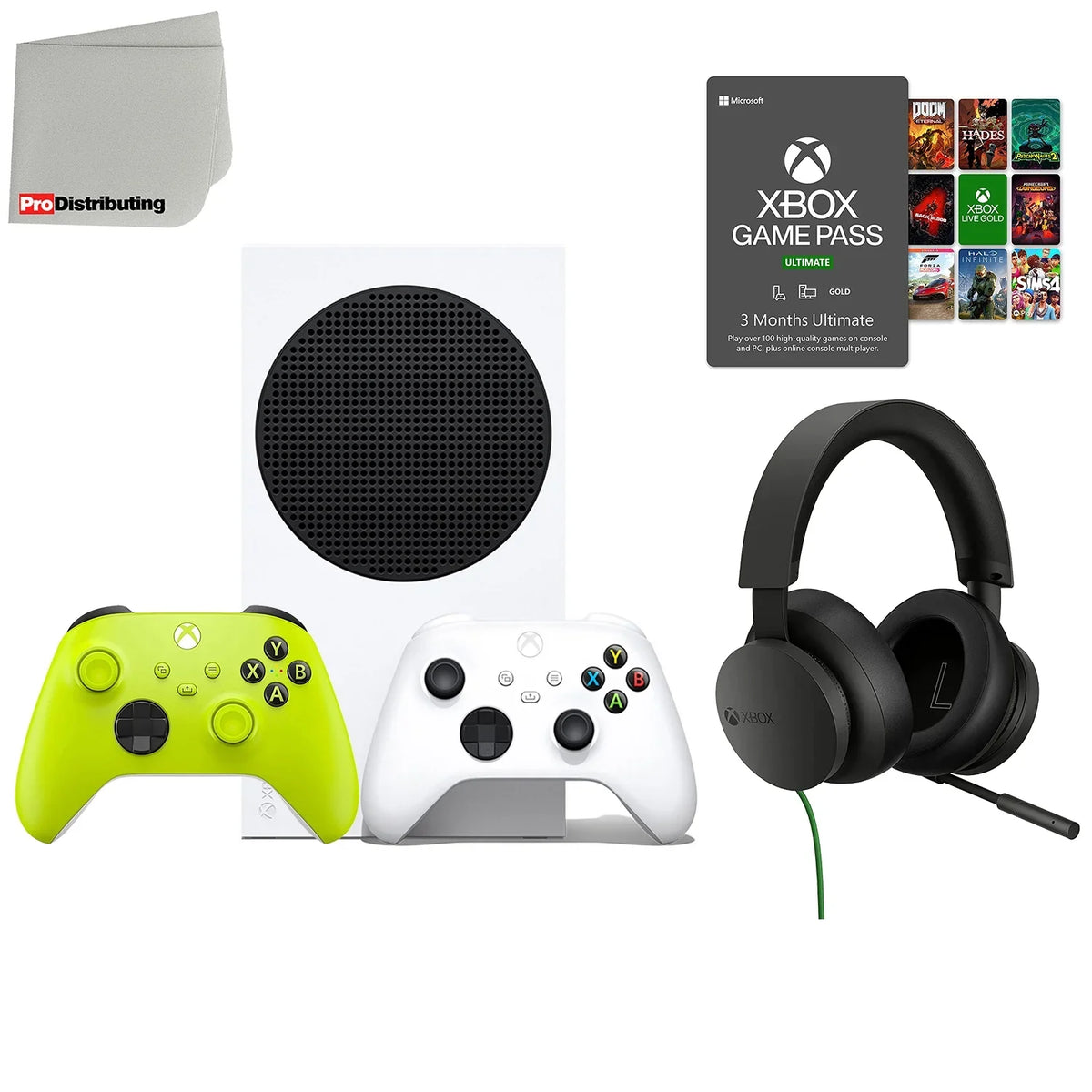 Volt Video Controller Console S Electric Stereo Wireless Gaming Microsoft Xbox - Gamepass All-Digital Headset, Microfiber 512GB Cleaning with Xbox Series - Cloth and Extra Game 3-Month Ultimate