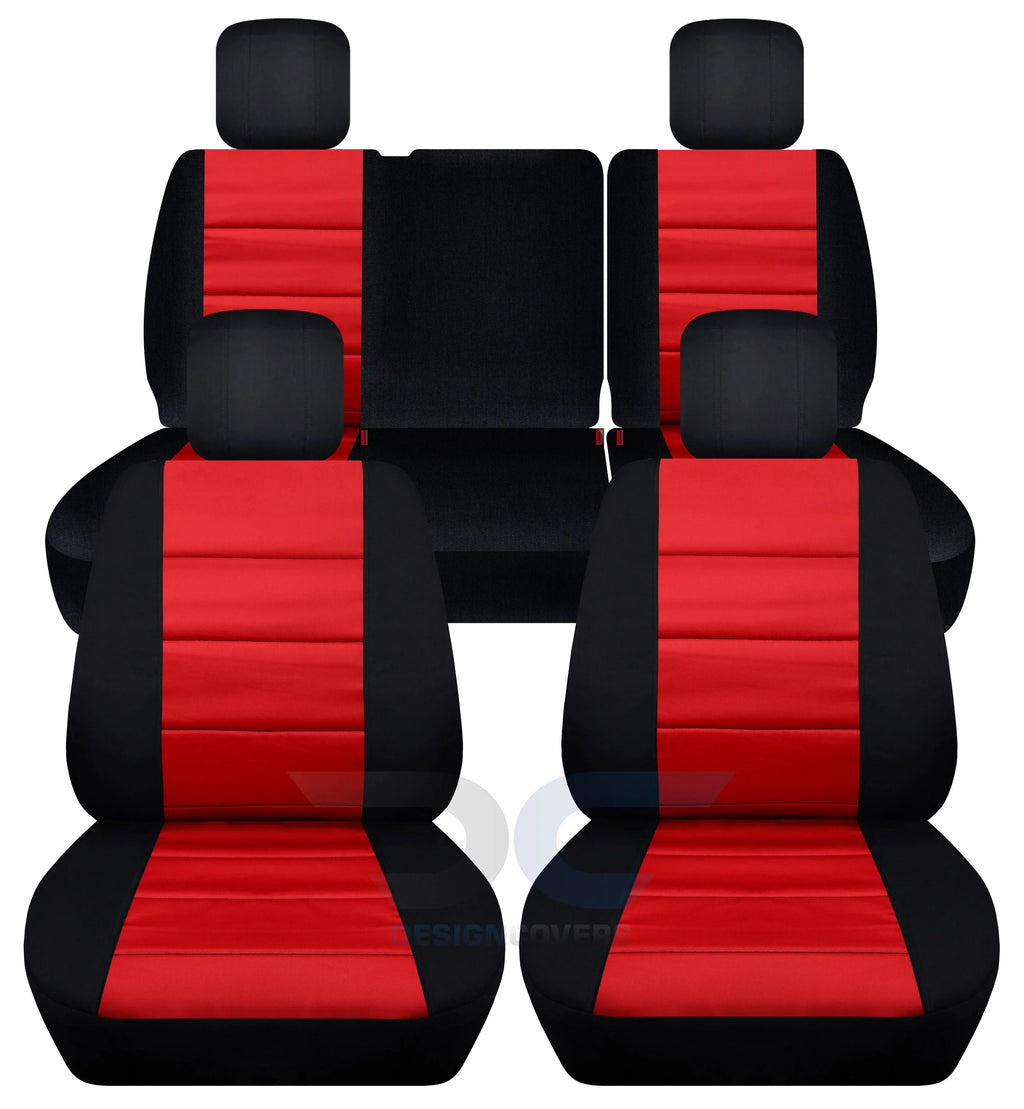 Bench Cotton Rear & Seat 4-Door Red Wrangler 2011-2012 Front - Covers:Black Split T259-Designcovers Jeep and JK Fits