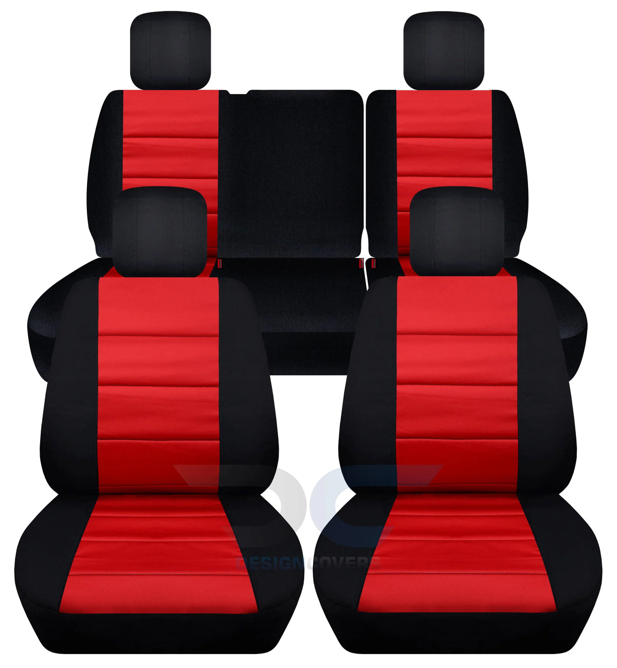 Bench Cotton Rear & Seat 4-Door Red Wrangler 2011-2012 Front - Covers:Black Split T259-Designcovers Jeep and JK Fits