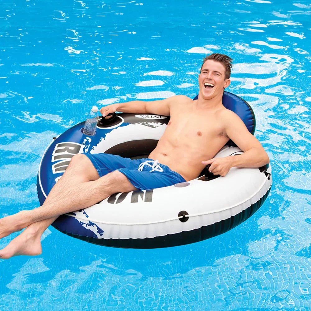 Person and Pack Intex 12V of 4 1 Single Pump Air Run Floating River Tubes