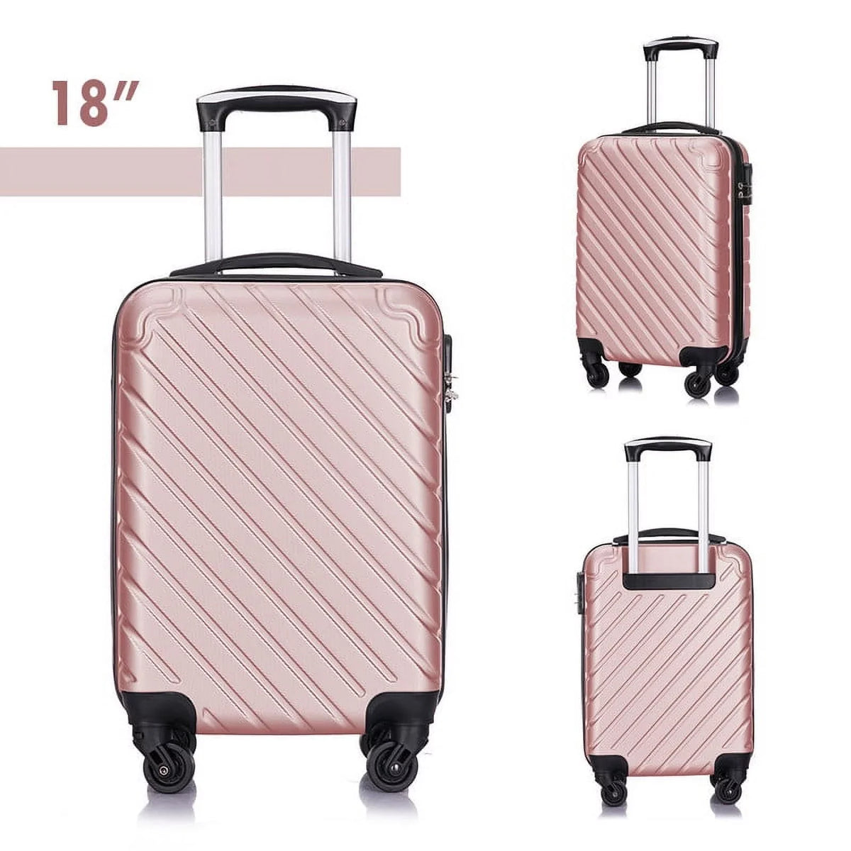 rose Luggage Hardshell Suitcase,Carry Luggage Free gold On Sets,Travel Cover&Hanger Inside with Wheels Spinner Piece 4