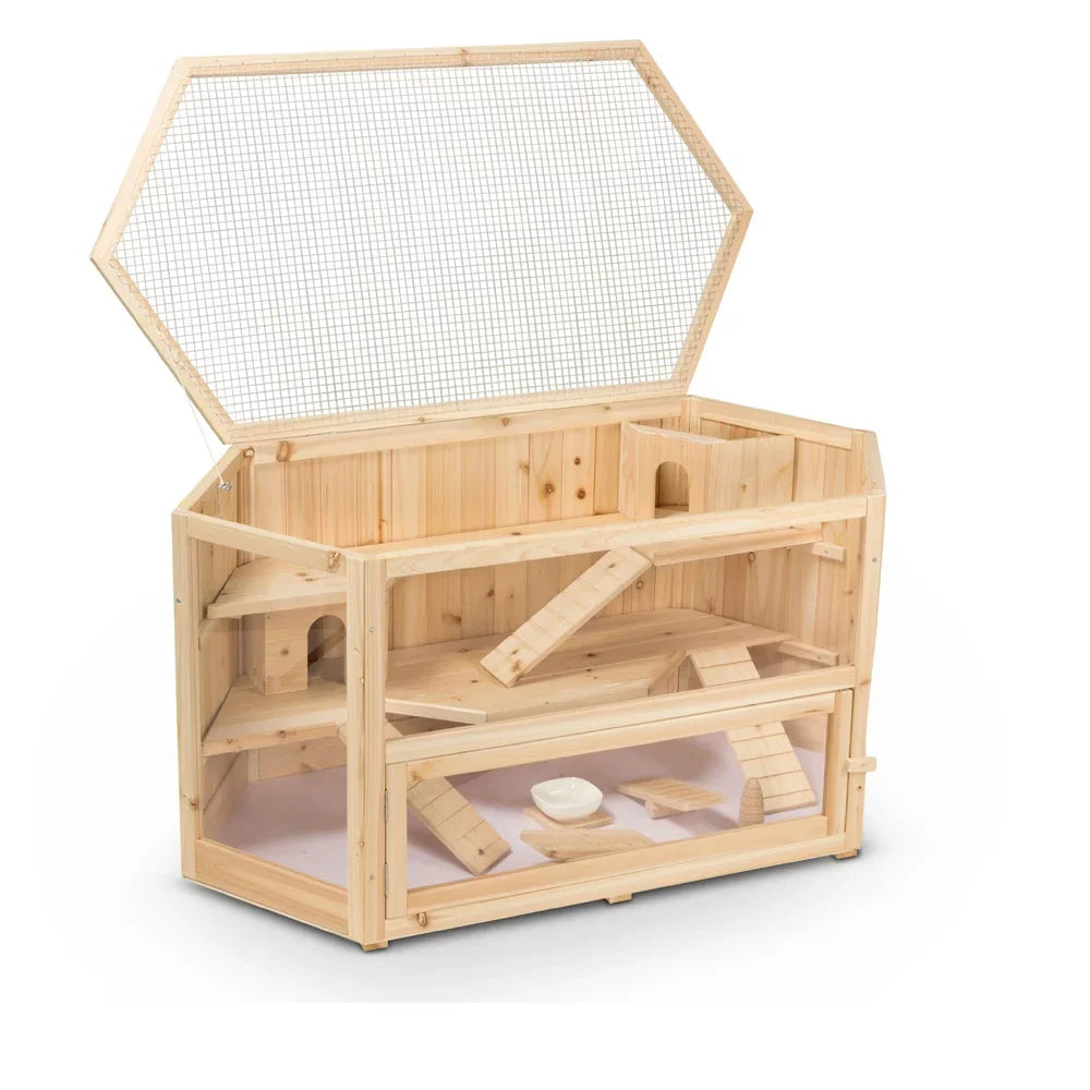 WHC001 Pig, Hamster ALEKO Guinea Wood Deluxe Mansion, 3-Tier Fir Large