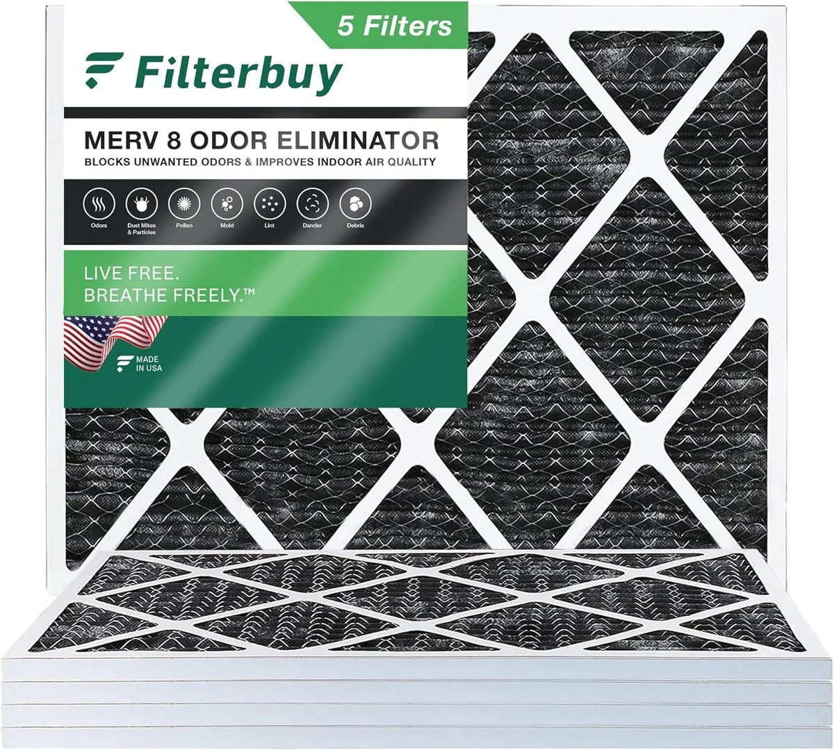 with Pleated (5-Pack) 8 HVAC Odor Carbon Air AC Furnace Filters MERV Activated Filterbuy 24x30x1 Eliminator