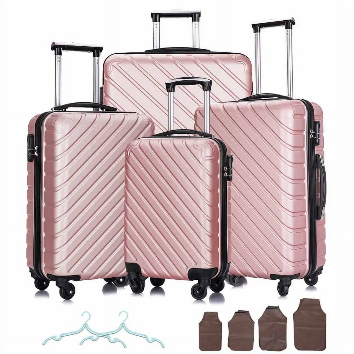 rose Luggage Hardshell Suitcase,Carry Luggage Free gold On Sets,Travel Cover&Hanger Inside with Wheels Spinner Piece 4
