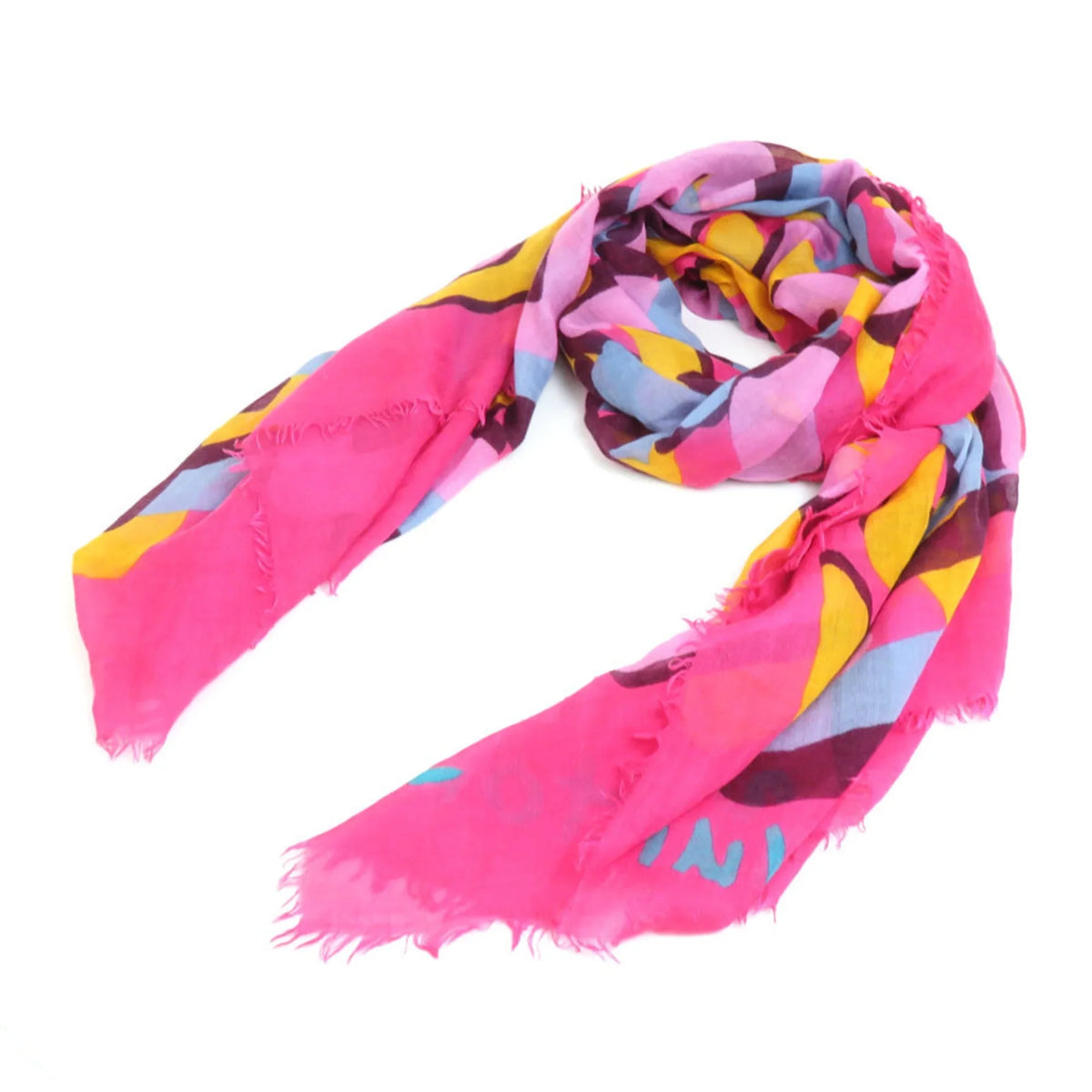 Pre-Owned VUITTON Vuitton LOUIS Cashmere/Silk Pink/Multicolor Louis Shawl e58449a (Good) Women's
