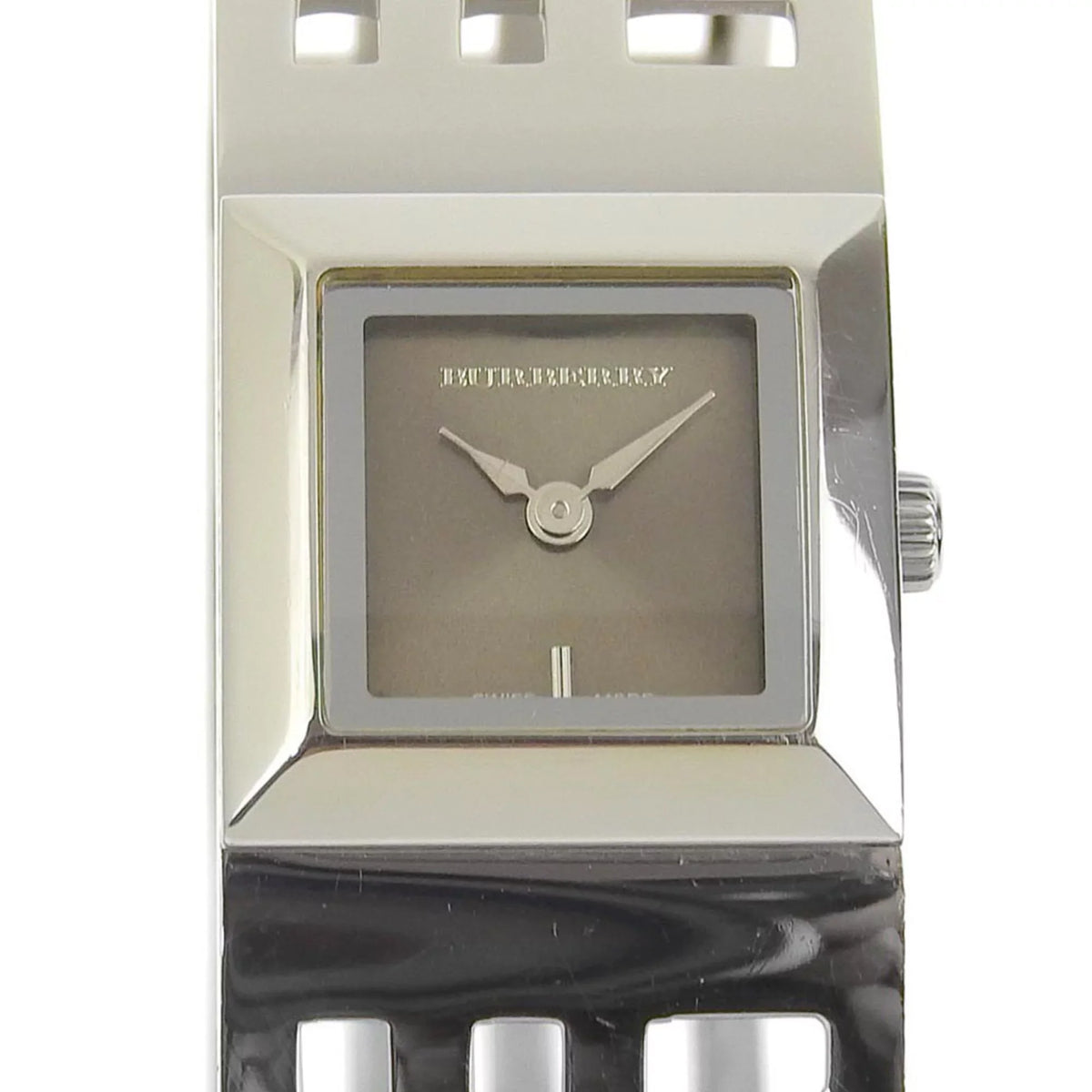 BU4701 Heritage Burberry Ladies Brown Bangle Analog (Fair) Pre-Owned Steel Dial Watch Quartz Display BURBERRY Stainless Silver
