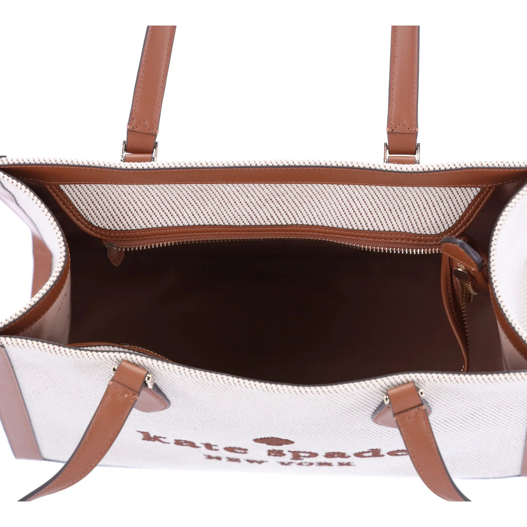 KF508 Warm Shoulder Kate Canvas Spade Gingerbread Leather Large Ellie Tote