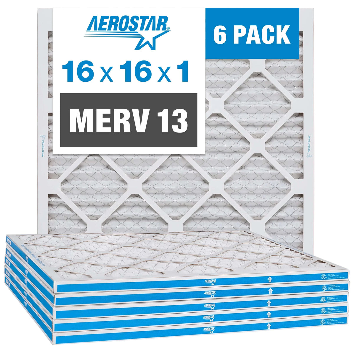 of and - Furnace by 6 Air 16x16x1 Aerostar AC Filter Box MERV 13,