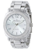 Bezel Metal Watch Silver All Bracelet Swarovski Women's with Link Oversized Peugeot 7075S Crystal Boyfriend