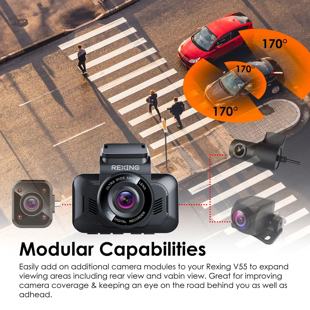 Recorder and V55 Camera 5.0 with GPS Dash Wi-Fi, Modular Cam Dash Car GHz Rexing 4K Capabilities,