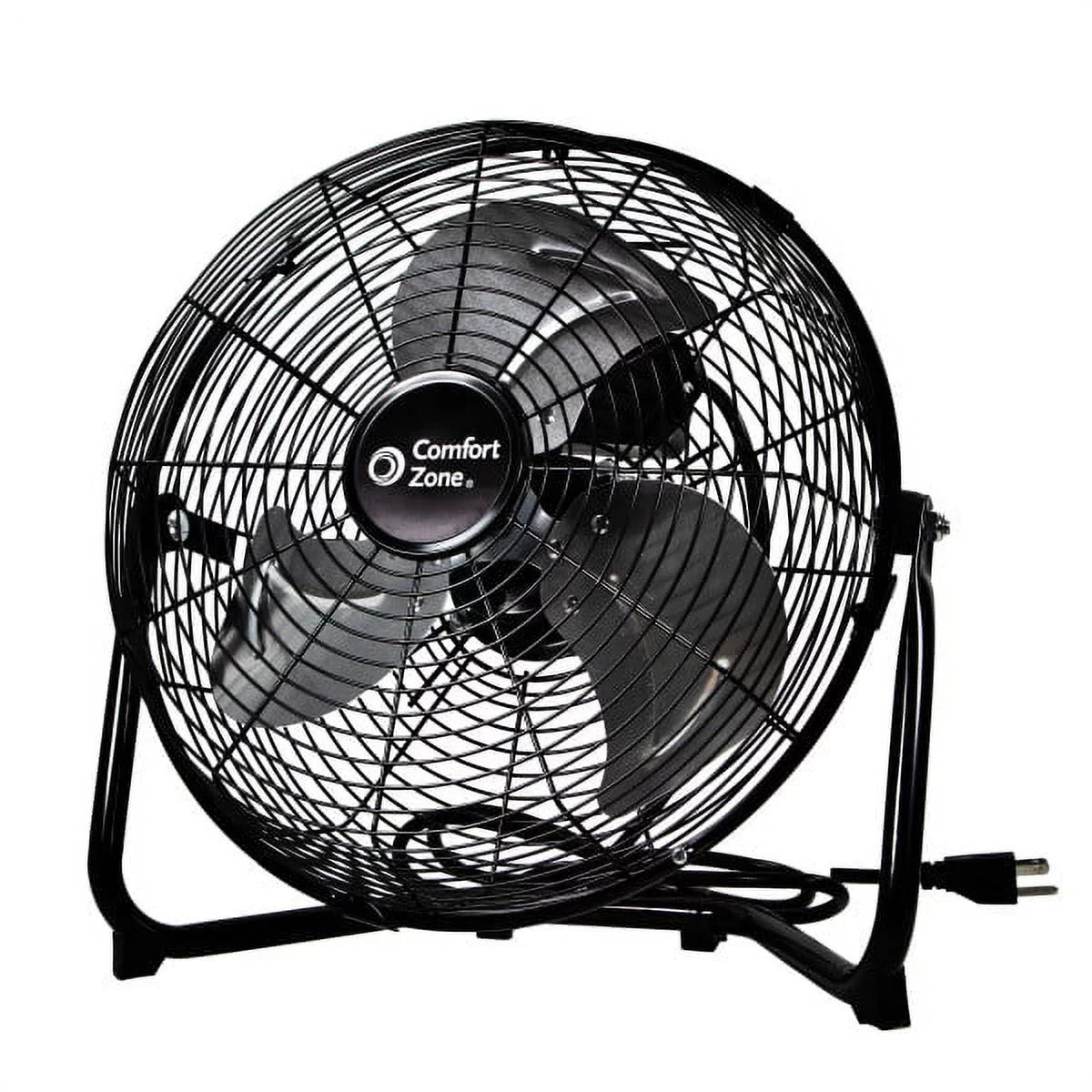 Construction, Zone 12” Rubber Cradle/Floor All-Metal Adjustable Black Comfort and Feet, Carry 3-Speed Fan Tilt, 180-Degree with Handle,