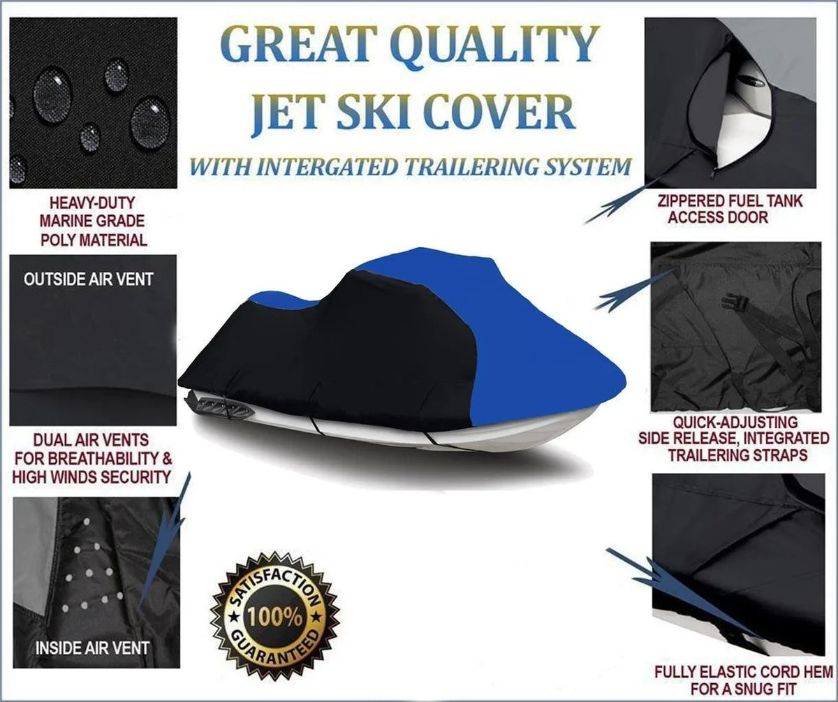 1993 for / Ski 1992 PWC BLUE SL Seater 650 TOP 1994 Compatible 1995 Cover Polaris 1-2 Jet HEAVY-DUTY, COVER OF BLACK LINE THE