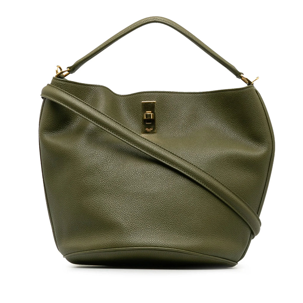 Bucket Celine Teen DrawstringBag Leather Green Pre-Owned Bucket Authenticated 16 (Good) Bag Unisex Calf