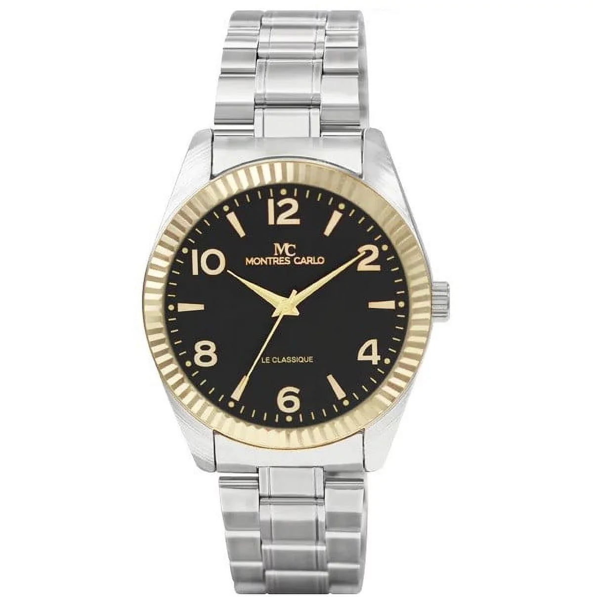 Sport Dress Montres Watch Wrist Carlo 43mm Men's Luxury Fashion Quartz Analog (Two-Tone/Black)