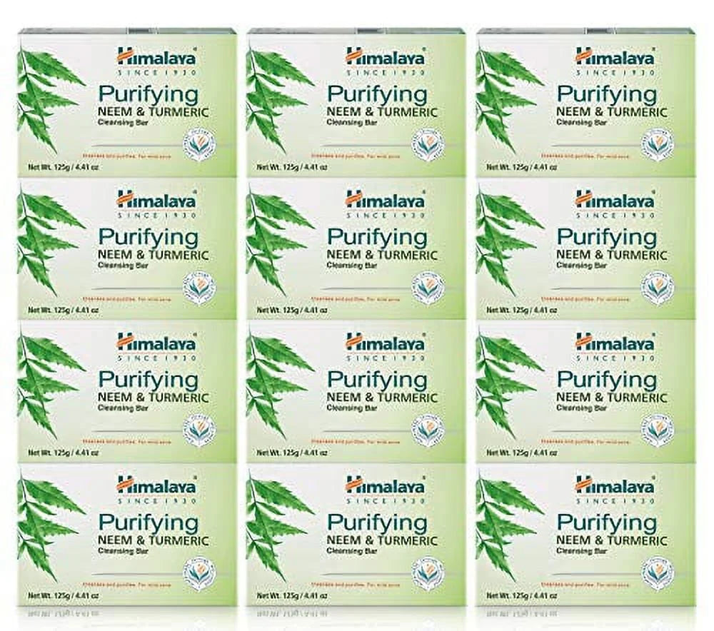 Body Turmeric and & Acne Himalaya Free 12 Soft, Cleansing Soap Bar, Purifying Neem oz, for Clear Skin, 4.41 Pack Face &