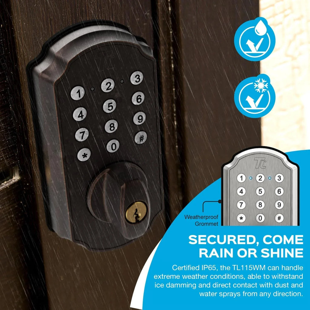 Electronic Keypad with Mobile Door Door Lock for Front Entry TL115 Deadbolt App Brushed Smart Keyless Home TurboLock Nickel