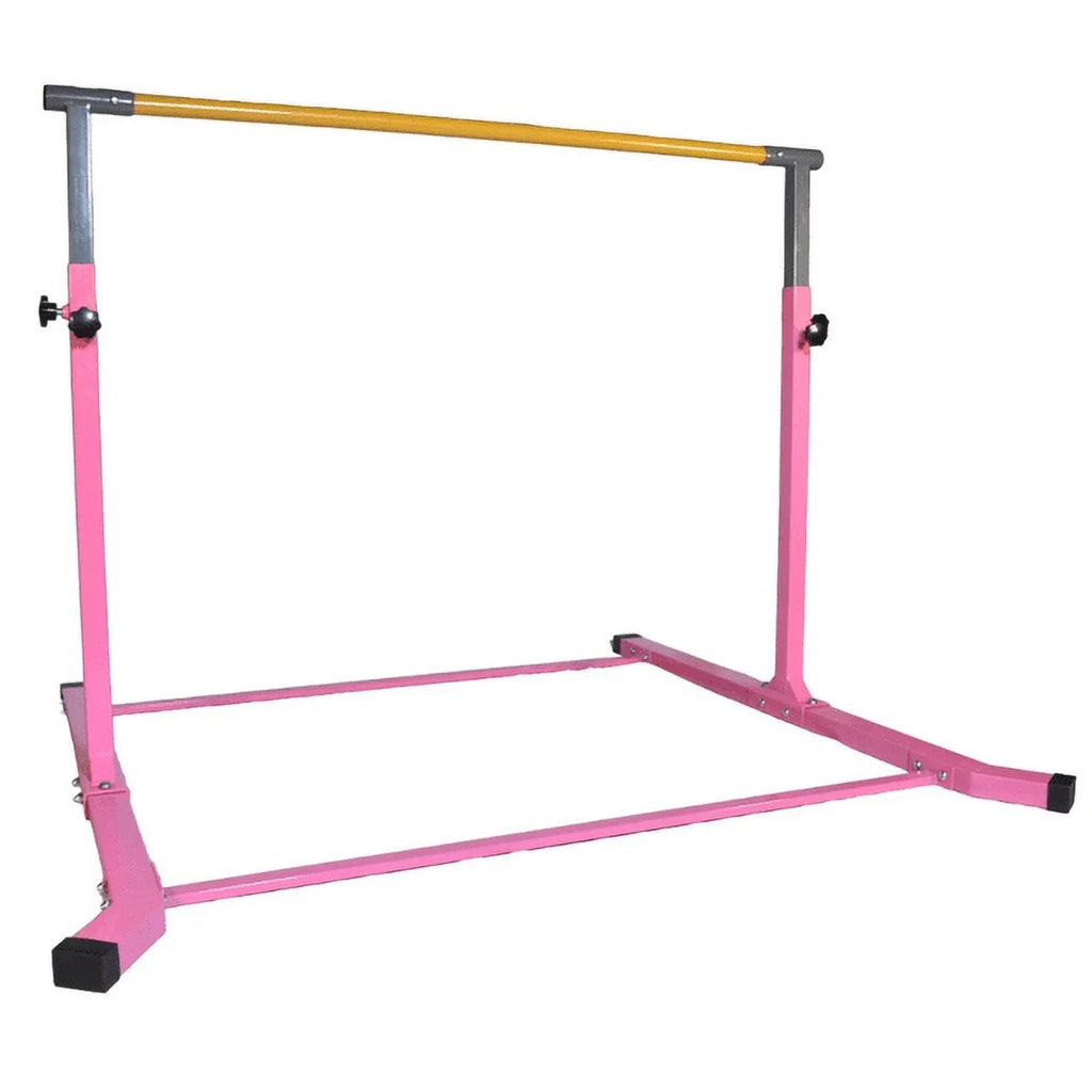 Gym Kids Pink Legs, Training, 3-5FT, 5-Star Heavy-Duty, Gymnastic Curved TD Kip Junior Bar, Equipment Adjustable Home