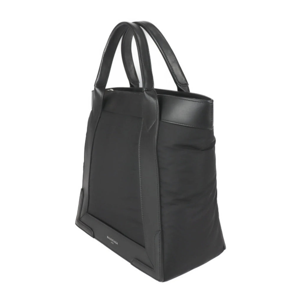 nylon Balenciaga fittings Pre-Owned bag black leather (Good) 363425 metal tote Kabas silver S BALENCIAGA