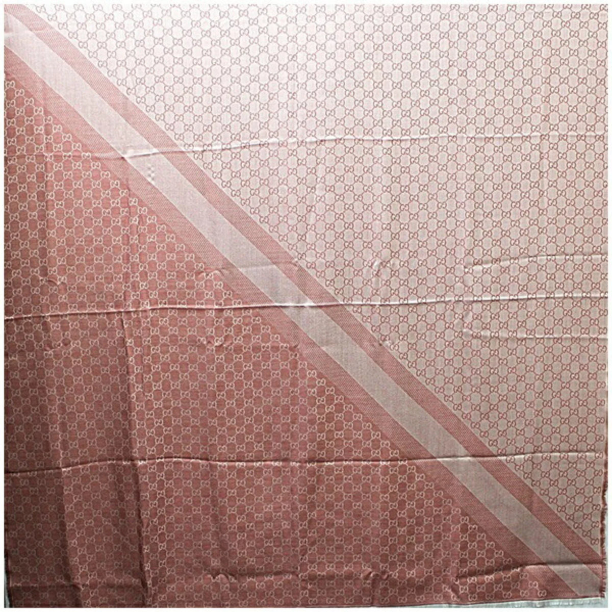 ladies Gucci pink GUCCI silk shawl GG pattern large stole Pre-Owned wool (Good)