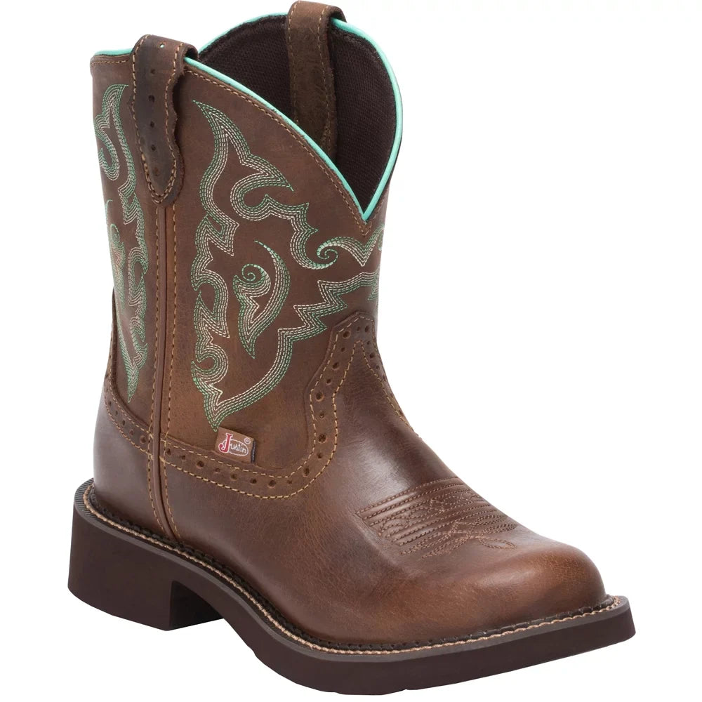 Justin Boots Toe 1-2" Womens Heel Casual Mid Round Low Calf Boots Gemma