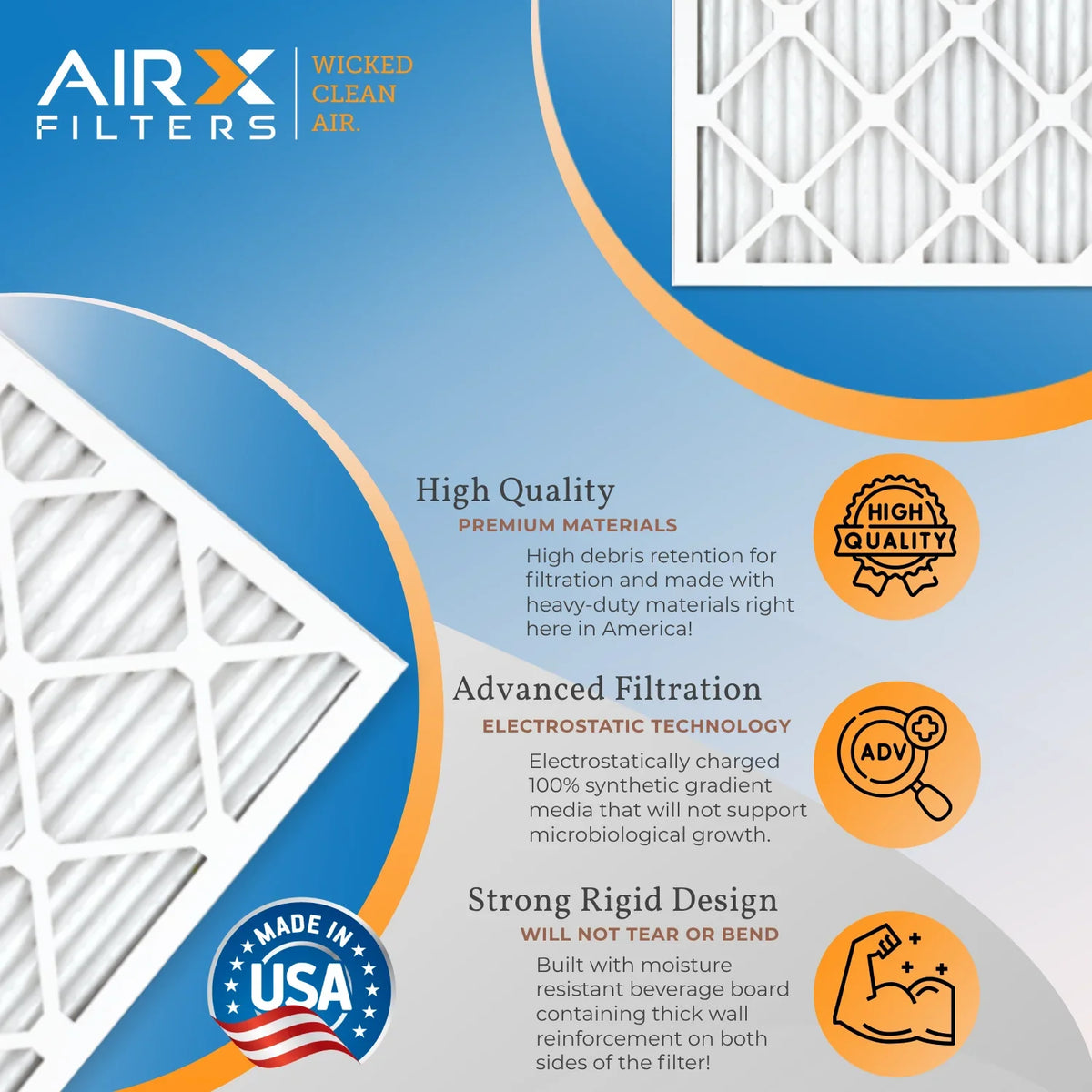 & Filter 12x12x1 AIRX Air USA AC Pack FILTERS MPR Conditioner 13 Filter to by Filters MERV Furnace Comparable HVAC 12x12x1 WICKED 6 FPR Electrostatic - CLEAN 9 Pleated Air 2200 AIR. Made Premium 1500