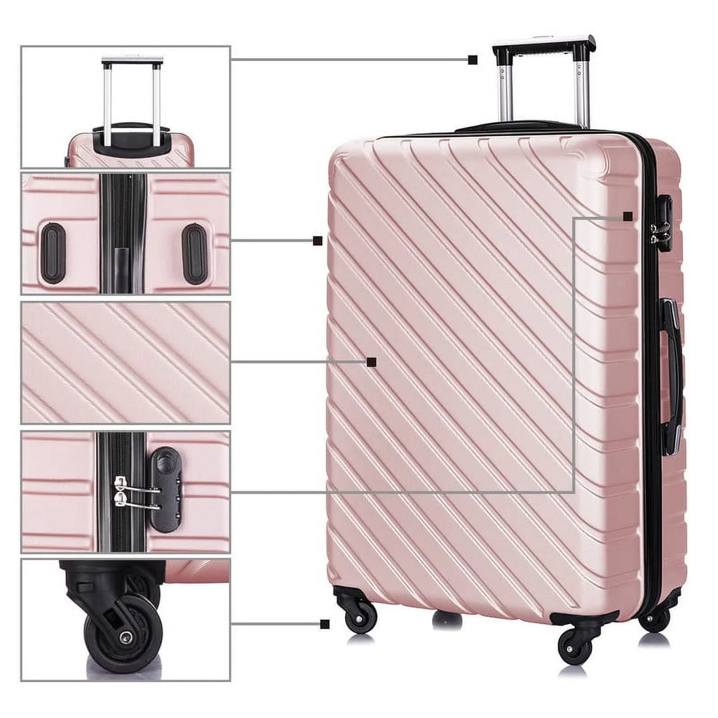 rose Luggage Hardshell Suitcase,Carry Luggage Free gold On Sets,Travel Cover&Hanger Inside with Wheels Spinner Piece 4