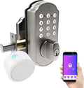 Electronic Keypad with Mobile Door Door Lock for Front Entry TL115 Deadbolt App Brushed Smart Keyless Home TurboLock Nickel