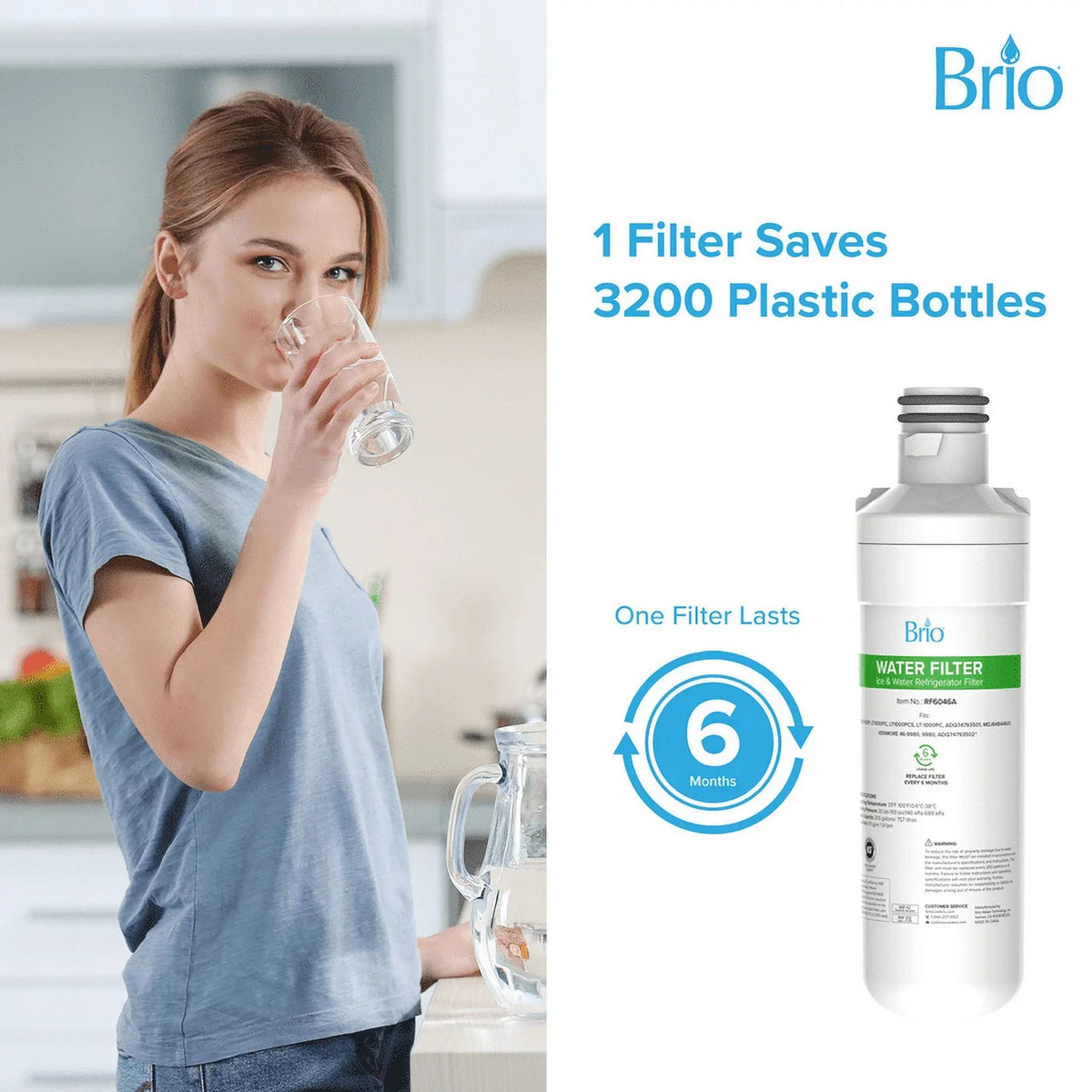 LT1000PC, Refrigerator LT-1000PC, With 6046A Brio Water LGLT1000P, Filter LT1000PCS, Replacement ADQ74793501 Compatible